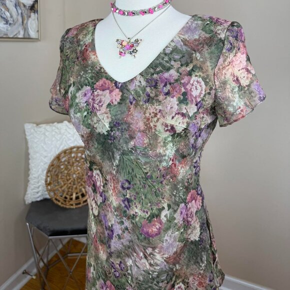 Vintage Y2K Ultra Dress Fairy Grunge Floral Mesh Maxi Dress Size Medium - Picture 5 of 9